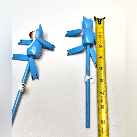 World Market Blue & Bardo Wooden Cats Ornaments Decor Toy Set of 2 - Picture 5 of 5